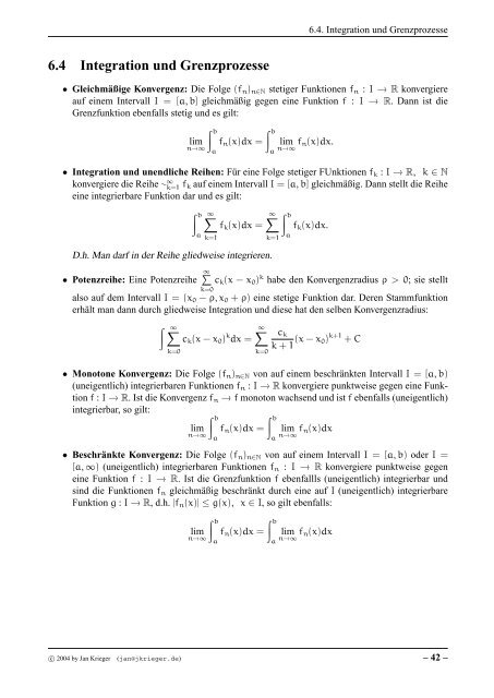 Stoffzusammenfassung: Analysis 1 & 2 - jkrieger.de