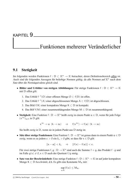 Stoffzusammenfassung: Analysis 1 & 2 - jkrieger.de