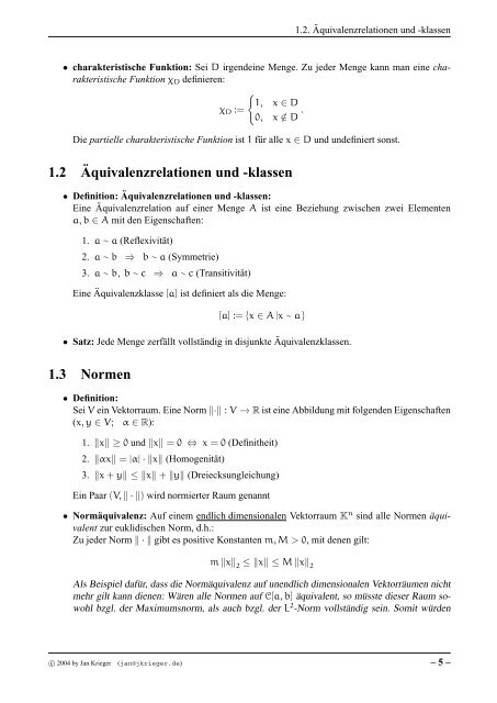 Stoffzusammenfassung: Analysis 1 & 2 - jkrieger.de