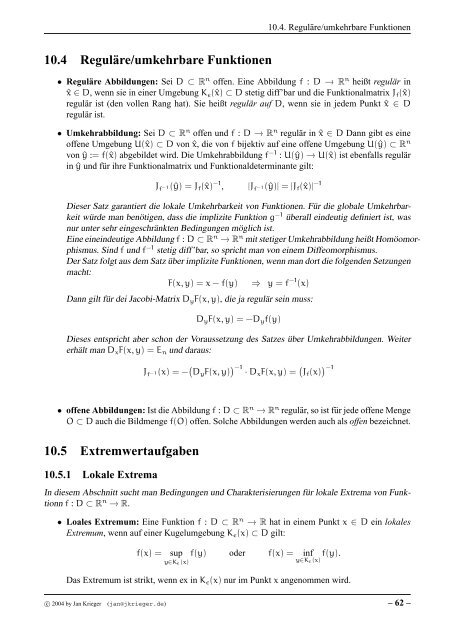 Stoffzusammenfassung: Analysis 1 & 2 - jkrieger.de