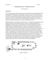 DESCRIPTION OF PA / INTERCOM SYSTEM - Jefferson Lab