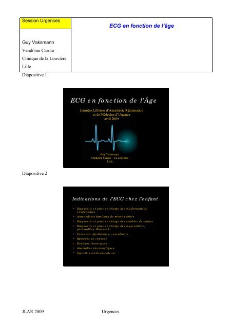 ECG en fonction de l'Ã¢ge - JLAR