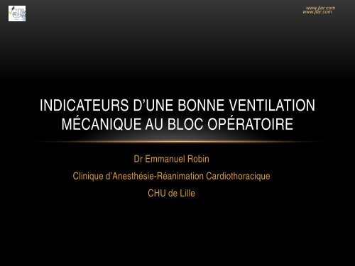 Indicateurs d'une bonne ventilation en anesthÃ©sie - JLAR