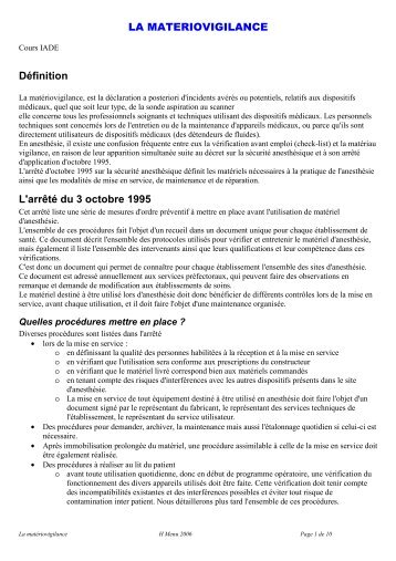 materiovigilance et check list poly 2007 - JLAR