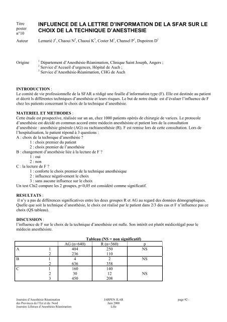 Le livret des communications - JLAR