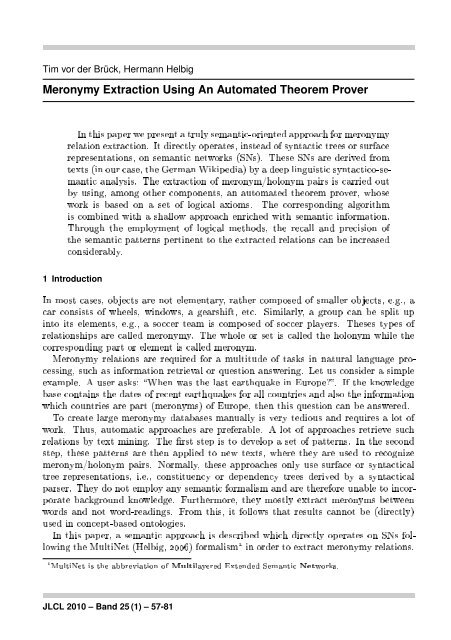 Meronymy Extraction Using An Automated Theorem Prover - JLCL