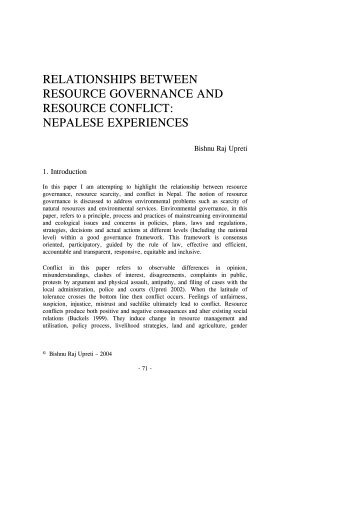 relationships between resource governance and resource conflict