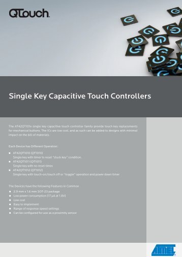 Single Key Capacitive Touch Controllers - Atmel Corporation