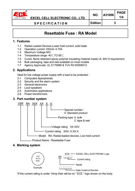 Resettable Fuse : RA Model