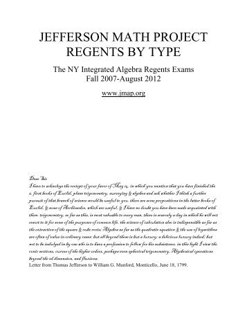 JEFFERSON MATH PROJECT REGENTS BY TYPE - JMap
