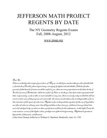 JEFFERSON MATH PROJECT REGENTS BY DATE - JMap