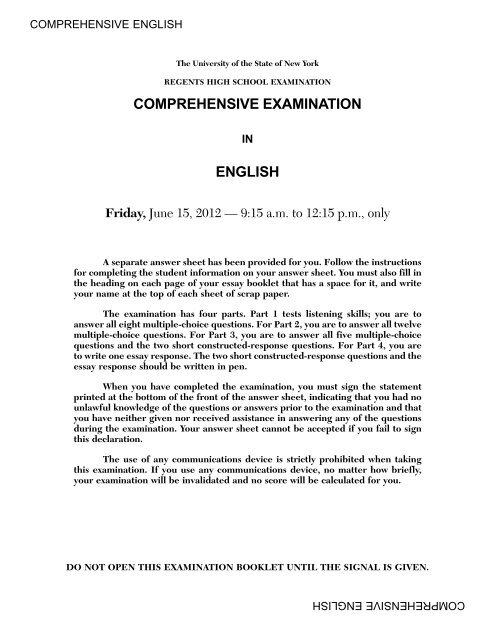 COMPREHENSIVE EXAMINATION ENGLISH - JMap