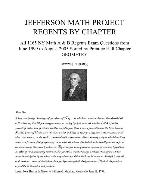 JEFFERSON MATH PROJECT REGENTS BY CHAPTER - JMap