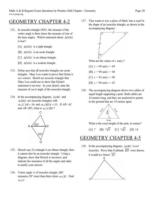 JEFFERSON MATH PROJECT REGENTS BY CHAPTER - JMap