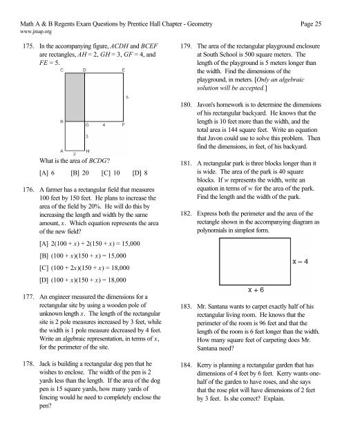 JEFFERSON MATH PROJECT REGENTS BY CHAPTER - JMap