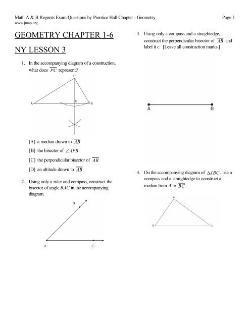 JEFFERSON MATH PROJECT REGENTS BY CHAPTER - JMap