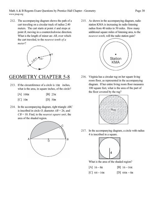 JEFFERSON MATH PROJECT REGENTS BY CHAPTER - JMap