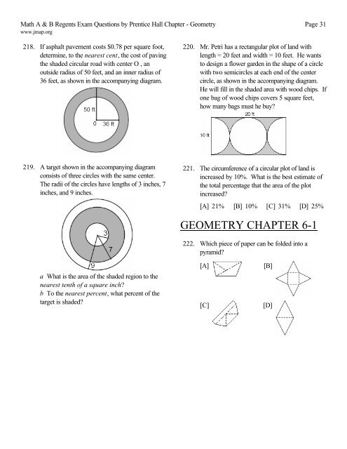 JEFFERSON MATH PROJECT REGENTS BY CHAPTER - JMap