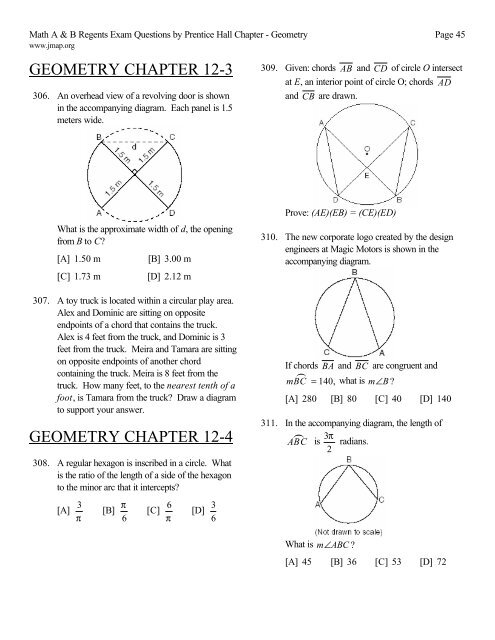 JEFFERSON MATH PROJECT REGENTS BY CHAPTER - JMap