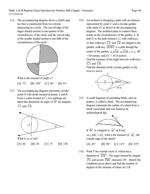 JEFFERSON MATH PROJECT REGENTS BY CHAPTER - JMap