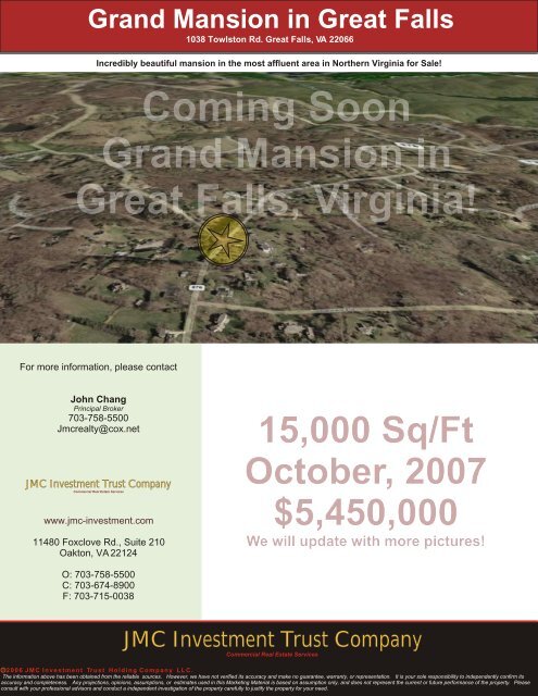 1038 Towlston Rd. Great Falls, VA 22066 - JMC Investment Trust ...