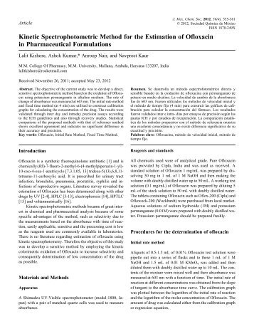 Kinetic Spectrophotometric Method for the Estimation of Ofloxacin in ...