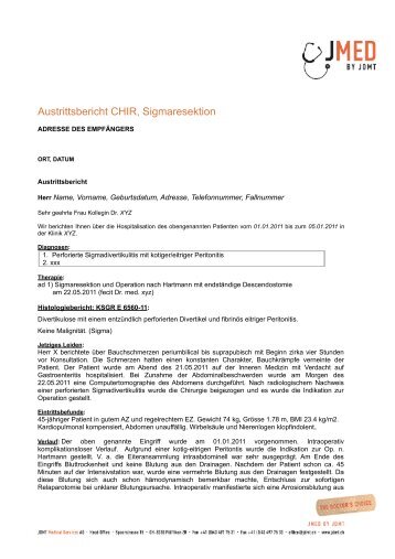 Austrittsbericht CHIR, Sigmaresektion - Jmed