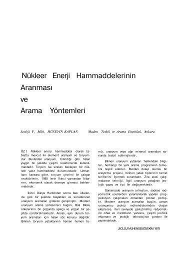 NÃ¼kleer Enerji Hammaddelerinin AranmasÄ± ve Arama YÃ¶ntemleri