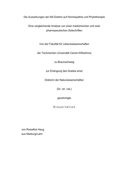 Die Auswirkungen Der Ns Doktrin Auf Homoopathie Und