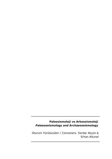 Paleosismoloji ve Arkeosismoloji Palaeoseismology and ...
