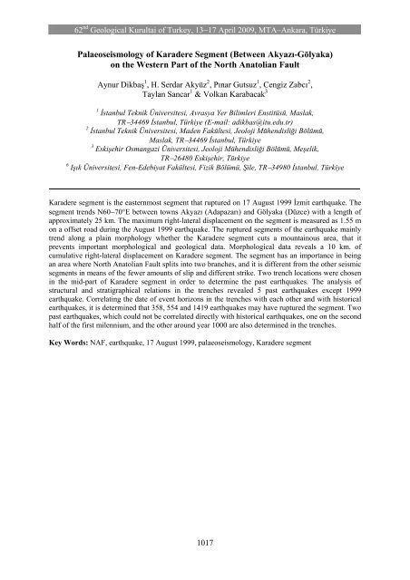 Paleosismoloji ve Arkeosismoloji Palaeoseismology and ...