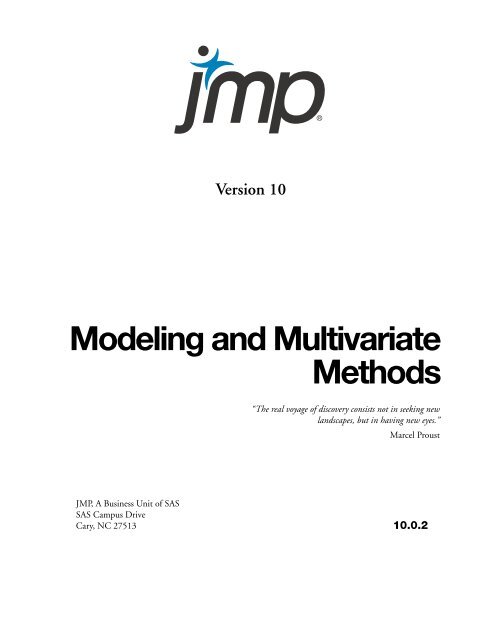 Modeling and Multivariate Methods - SAS