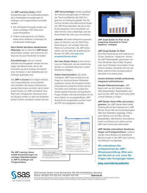 Seite der Ressourcen für Bildungseinrichtungen (PDF) - JMP