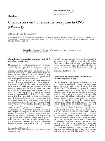 Chemokines and chemokine receptors in CNS pathology