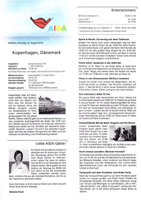 Tagesprogramm - Elke & Joachim Gerhard