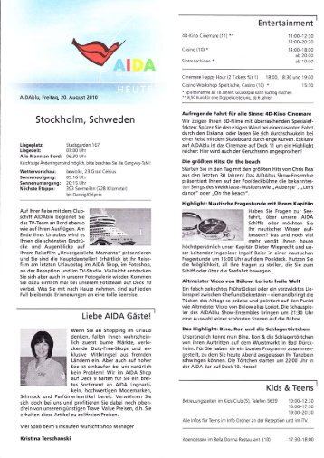 Tagesprogramm - Elke & Joachim Gerhard