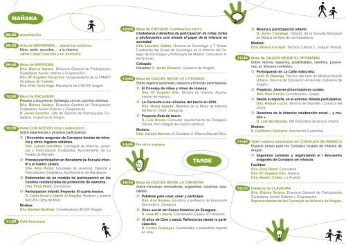 Programa de la jornada - Centro Joaquín Roncal