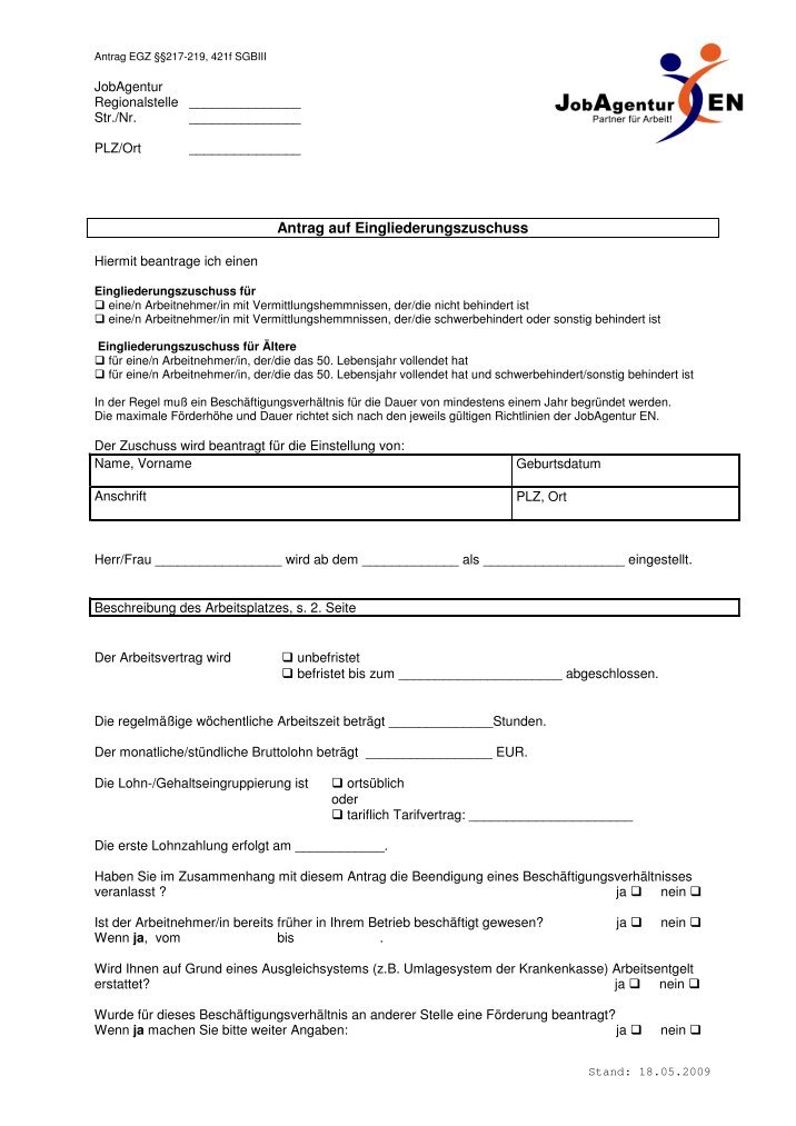Antrag Auf Vorschuss Alg 1 Muster Eingliederungszuschuss Arbeitgeber: Begründung, Beispiel - Einfaches