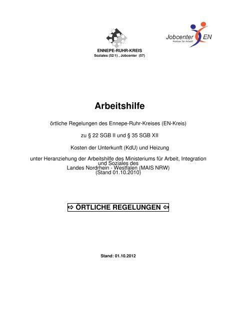 Pdf Arbeitshilfe Kdu Stand 01 10 2012 Jobcenter En