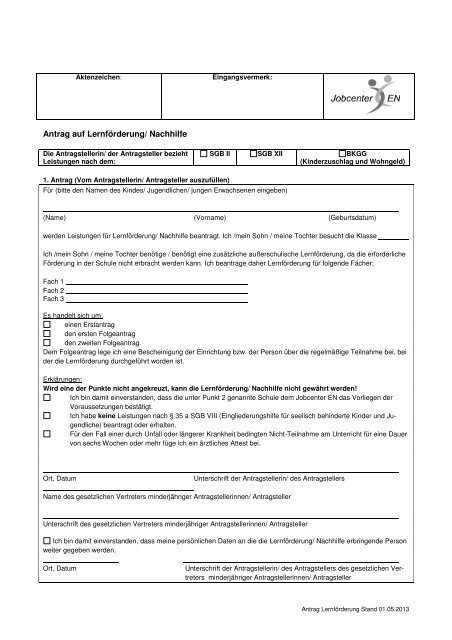 Antrag auf nachhilfe Antrag auf nachhilfe