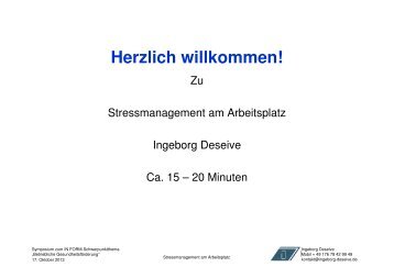 Vortrag Stressmanagement am Arbeitsplatz