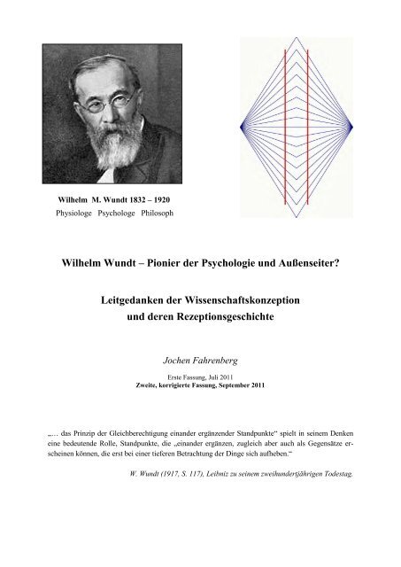 Wilhelm Wundt A Pionier Der Psychologie Und Auaÿenseiter