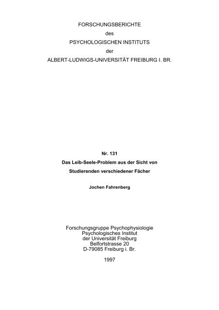 Leib-Seele-Problem 1.. - Jochen Fahrenberg