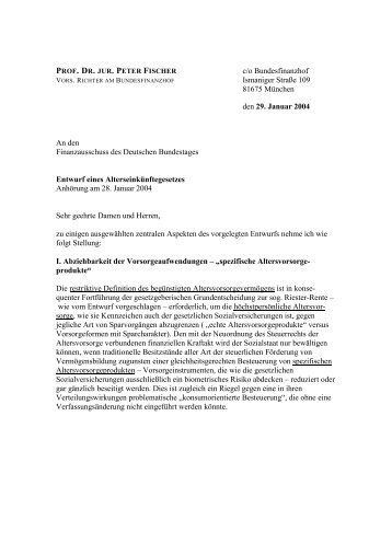 c/o Bundesfinanzhof Ismaniger StraÃe 109 81675 MÃ¼nchen den 29 ...