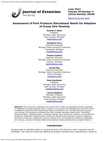 Assessment of Pork Producer Educational Needs for Adoption of ...