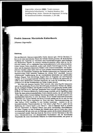 (2006): “Fredric Jameson: Marxistische Kulturtheo - Johannes ...