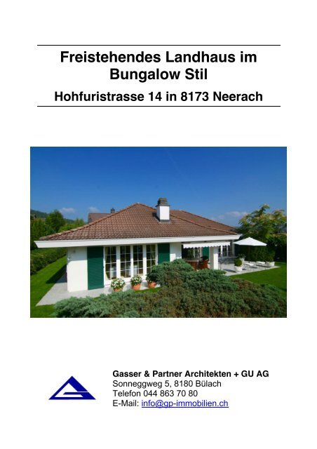 Freistehendes Landhaus im Bungalow Stil - Gasser & Partner ...