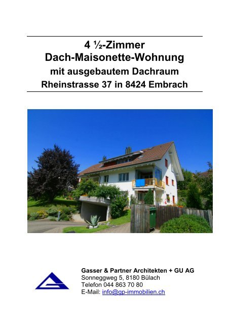 4 Â½-Zimmer Dach-Maisonette-Wohnung - Gasser & Partner ...