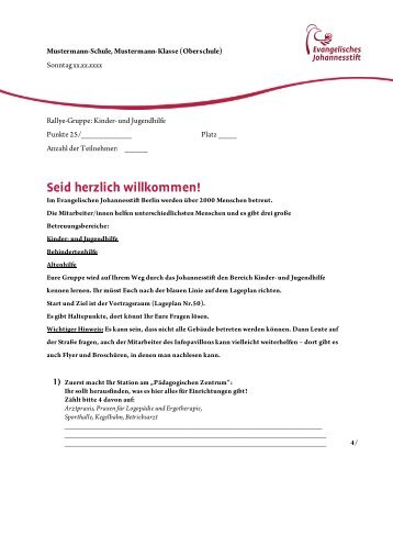 Beispiel Rallye fÃ¼r die 7-8 Klasse (PDF) - Evangelisches Johannesstift