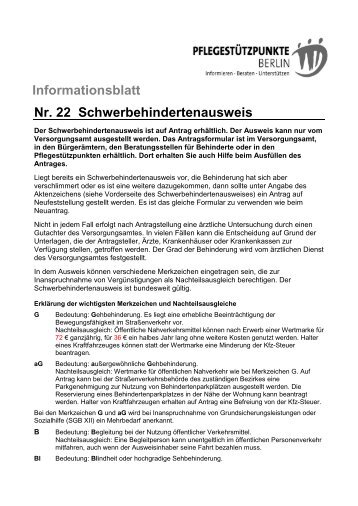 Informationsblatt Nr. 22 Schwerbehindertenausweis - Evangelisches ...